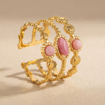 gold Soraj Three Layer Natural Stone Ring