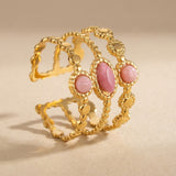 gold Soraj Three Layer Natural Stone Ring