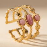 gold Soraj Three Layer Natural Stone Ring