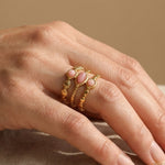 gold Soraj Three Layer Natural Stone Ring