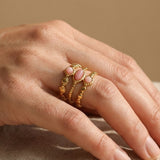gold Soraj Three Layer Natural Stone Ring