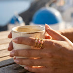 gold Soraj Three Layer Natural Stone Ring