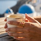 gold Soraj Three Layer Natural Stone Ring