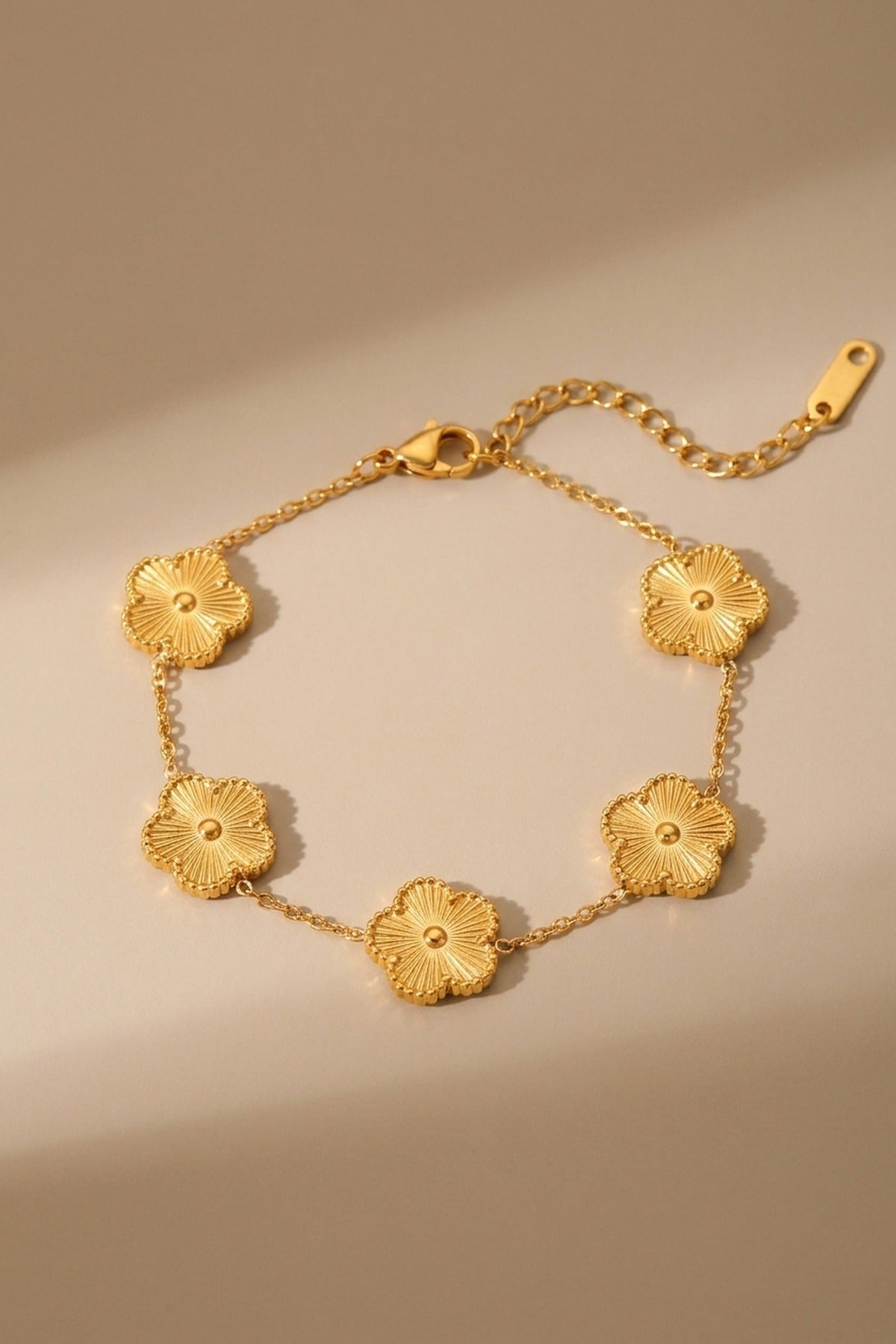 Gold Bambi Flower Charm Bracelet
