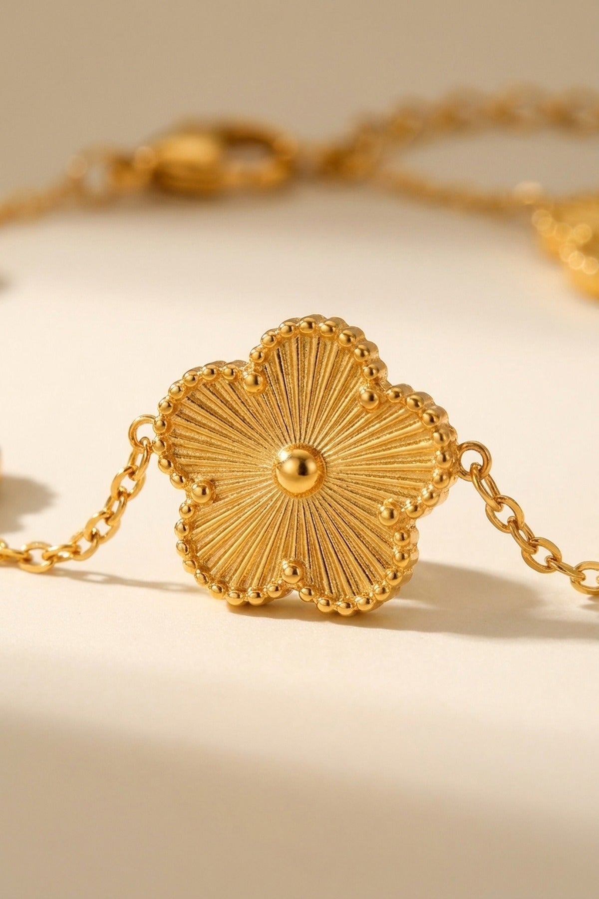 Gold Bambi Flower Charm Bracelet