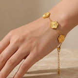 Gold Bambi Flower Charm Bracelet