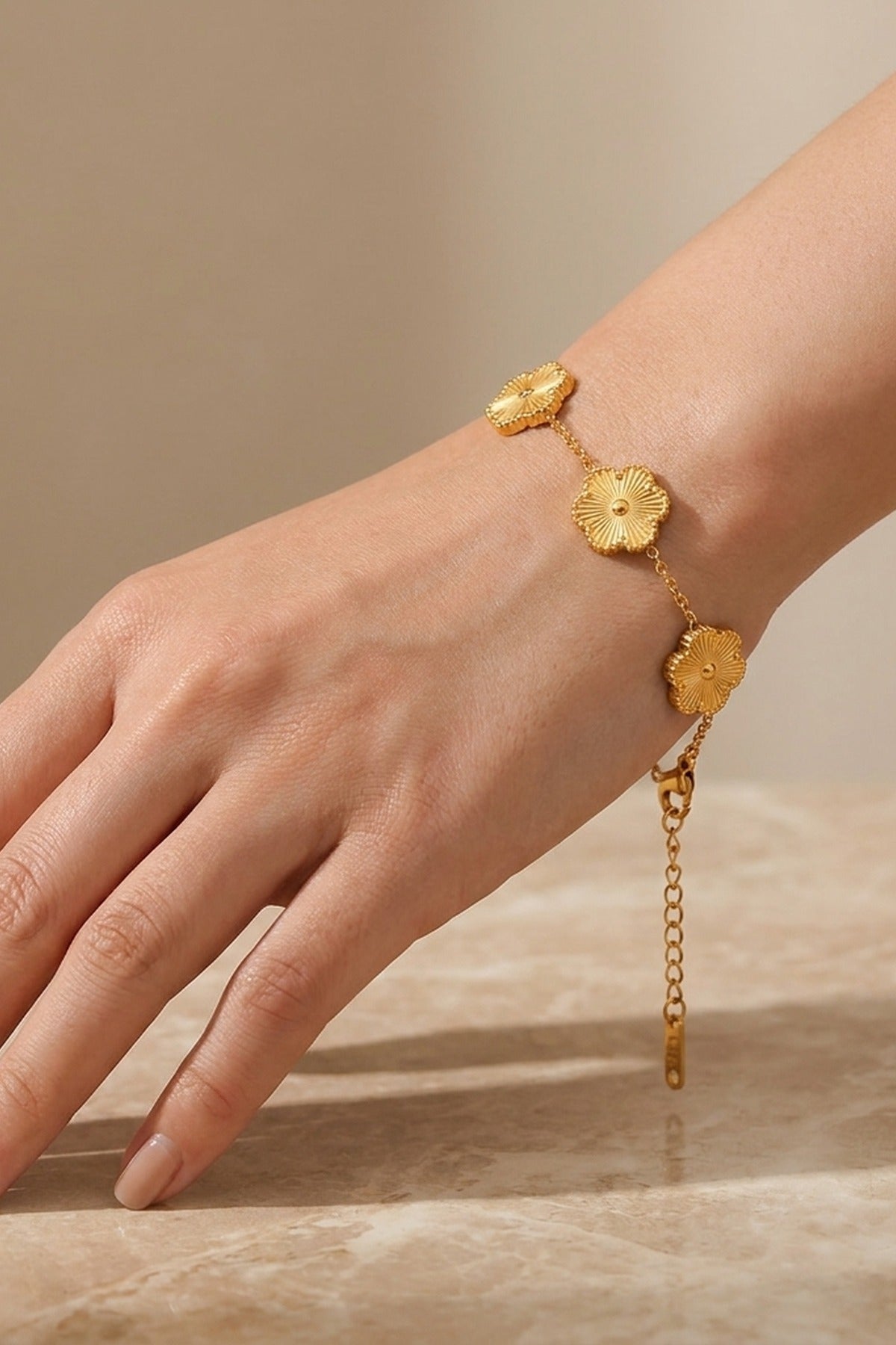 Gold Bambi Flower Charm Bracelet