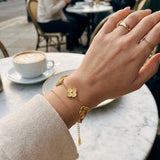 Gold Bambi Flower Charm Bracelet