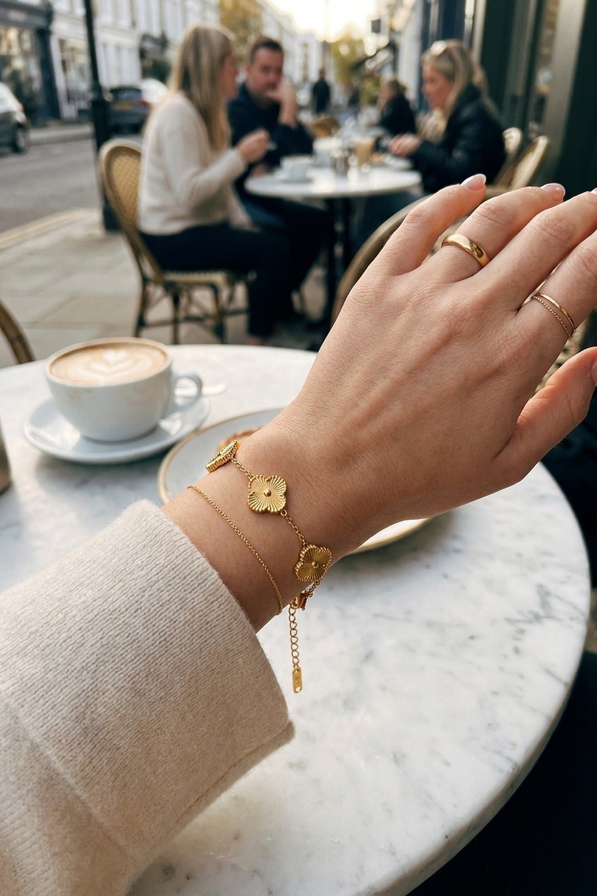 Gold Bambi Flower Charm Bracelet