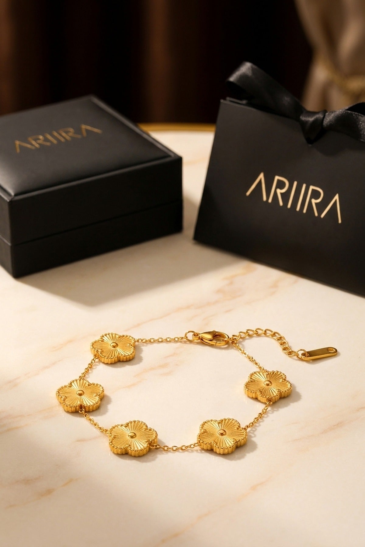 Gold Bambi Flower Charm Bracelet