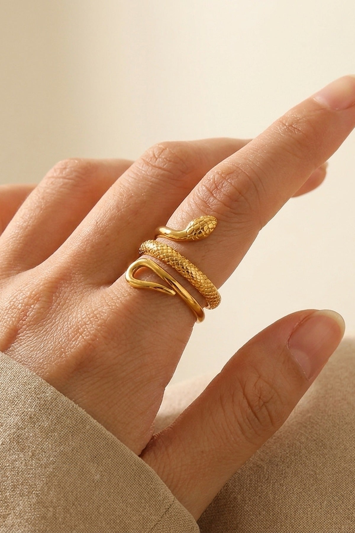 Gold Slither Snake Design Ring
