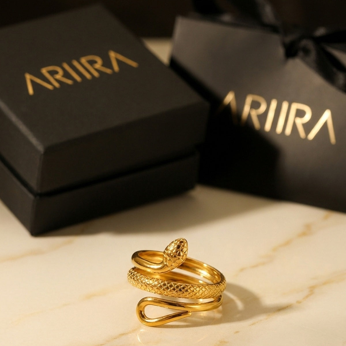 Gold Slither Snake Design Ring