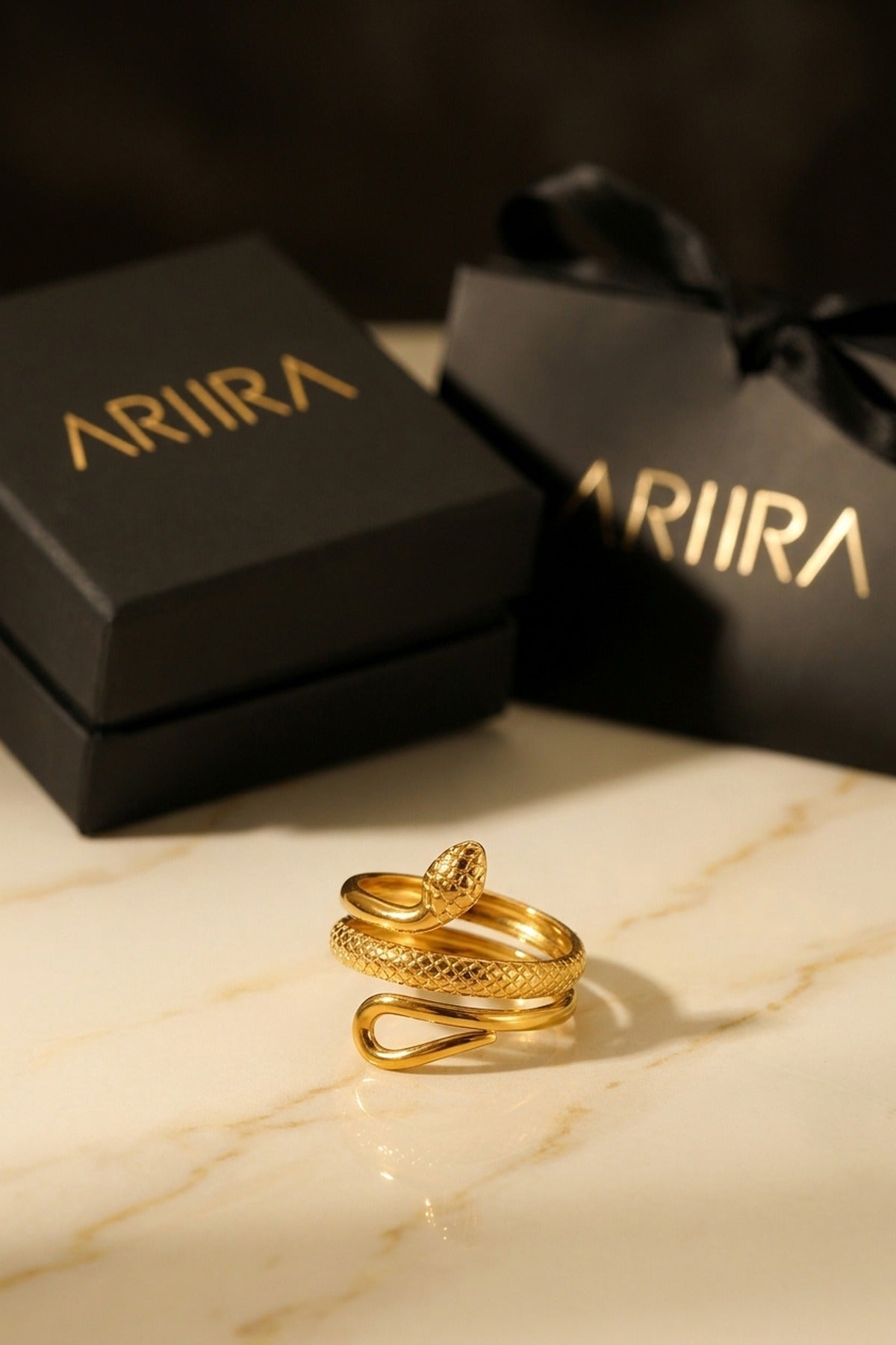 Gold Slither Snake Design Ring