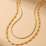 gold Hiyaf Double Layer Hearts Necklace