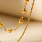 gold Hiyaf Double Layer Hearts Necklace
