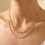 gold Hiyaf Double Layer Hearts Necklace