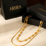 gold Hiyaf Double Layer Hearts Necklace