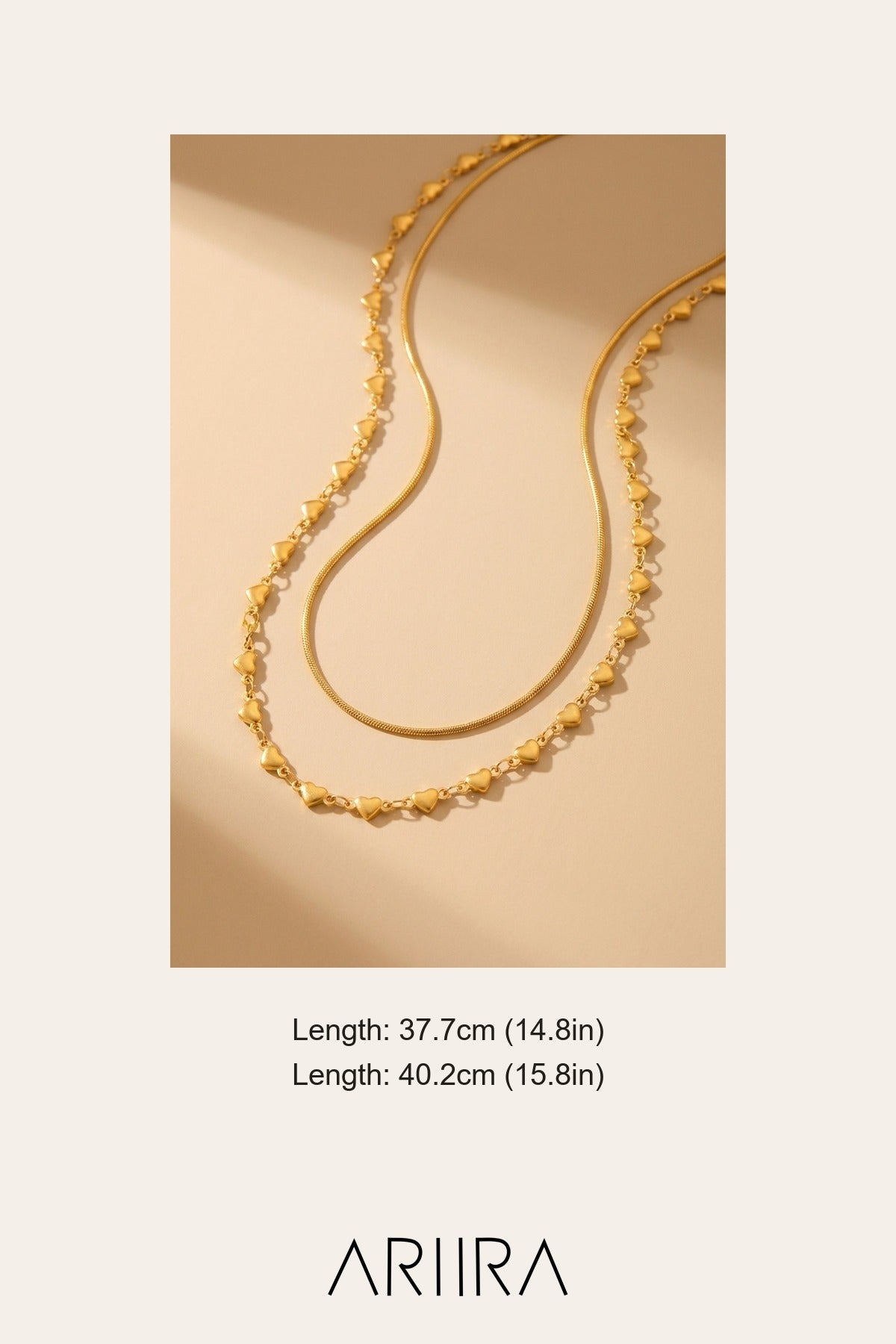 gold Hiyaf Double Layer Hearts Necklace