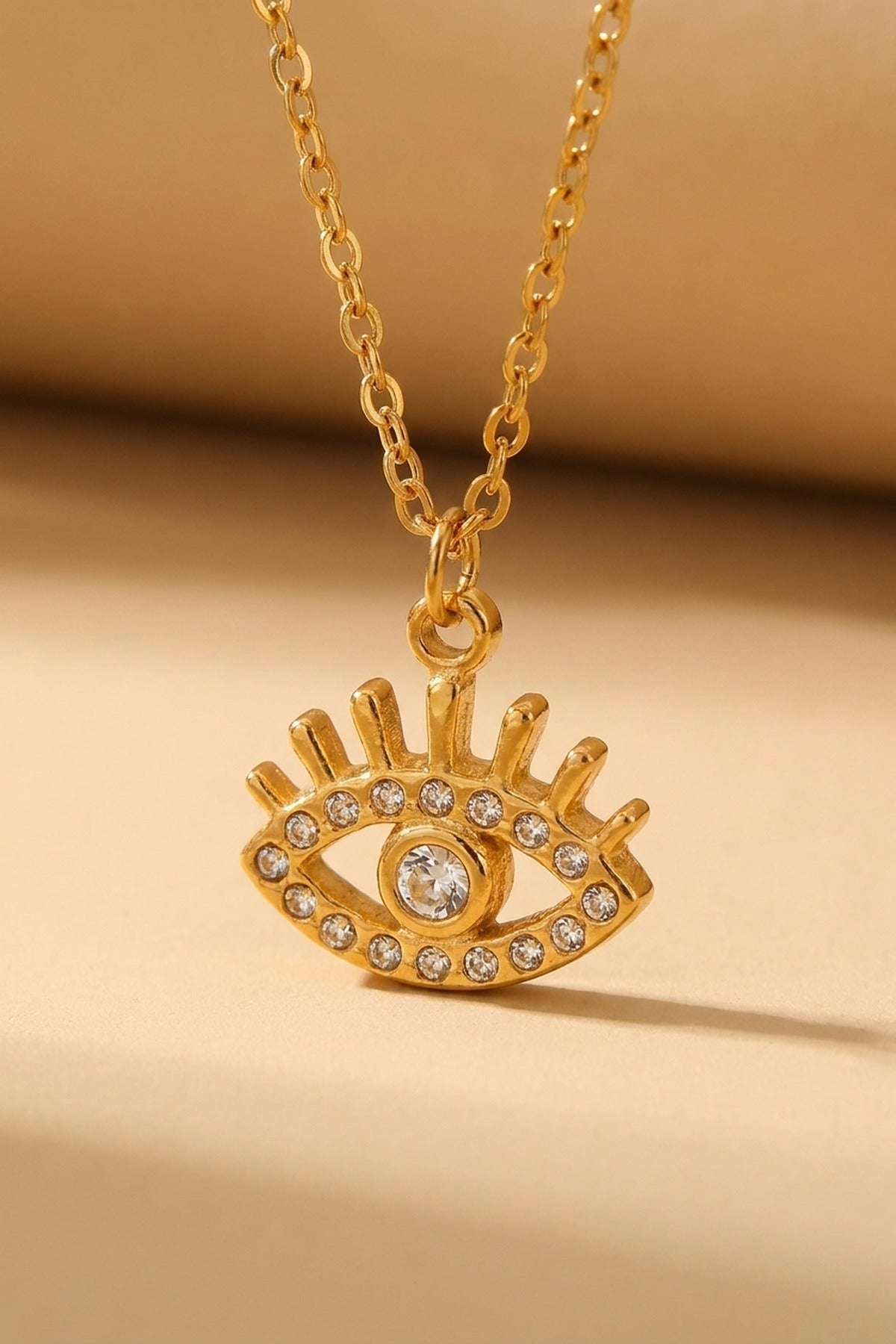 Gold Esia Eye Zirconia Necklace