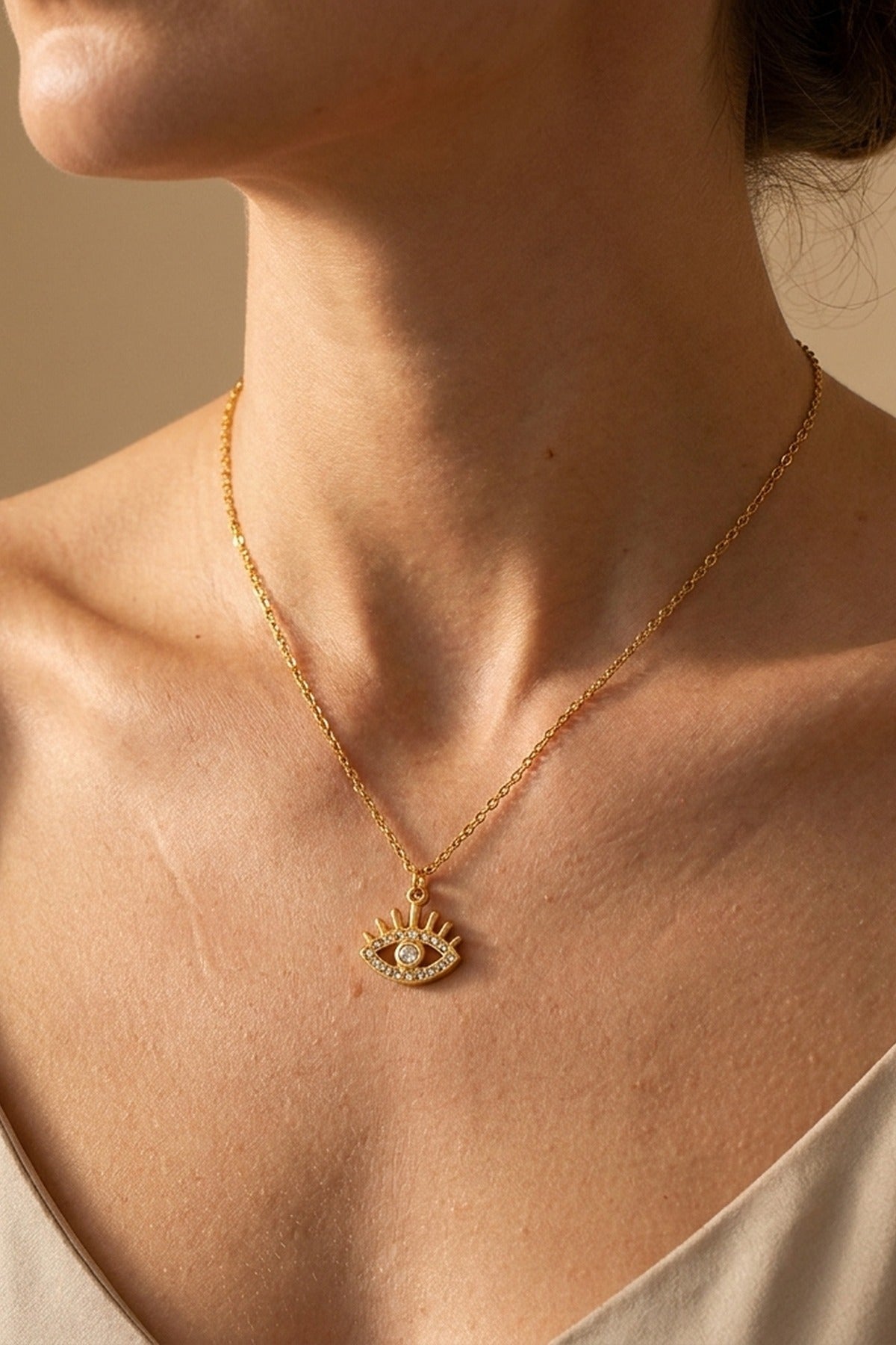 Gold Esia Eye Zirconia Necklace