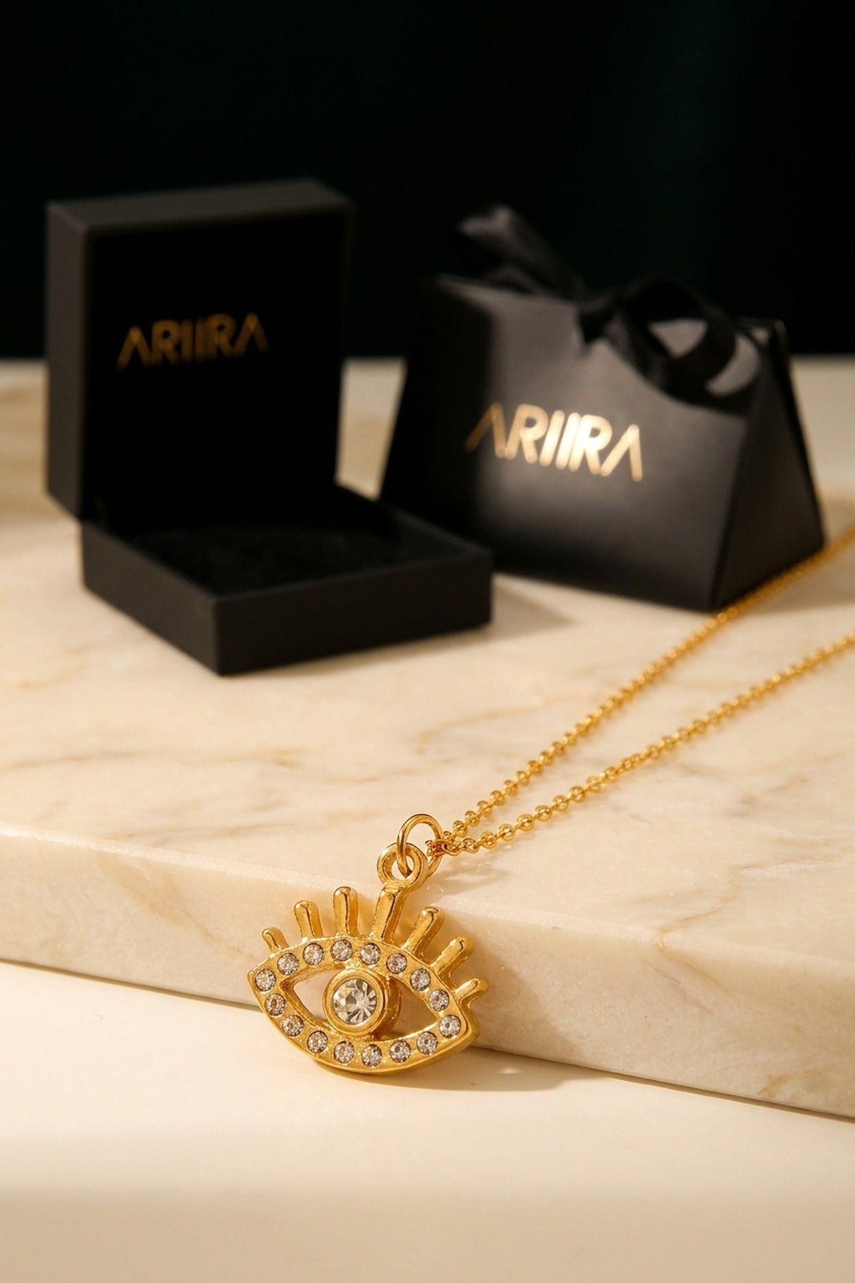Gold Esia Eye Zirconia Necklace