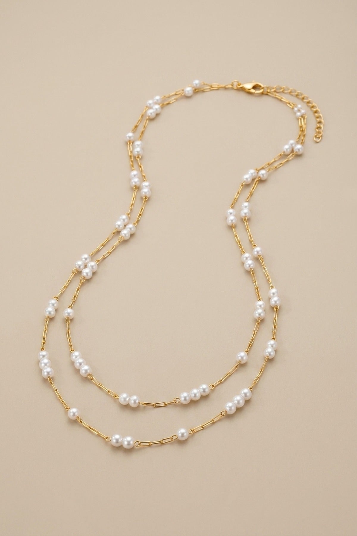 Gold Mambo Double Pearl Layer Necklace