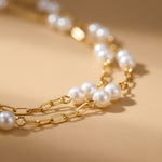 Gold Mambo Double Pearl Layer Necklace