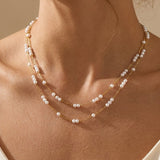 Gold Mambo Double Pearl Layer Necklace