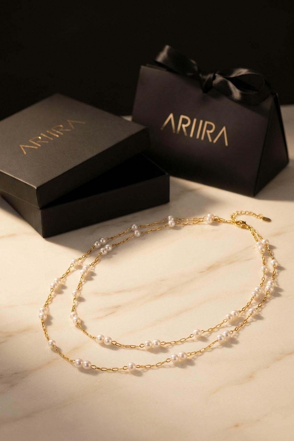 Gold Mambo Double Pearl Layer Necklace