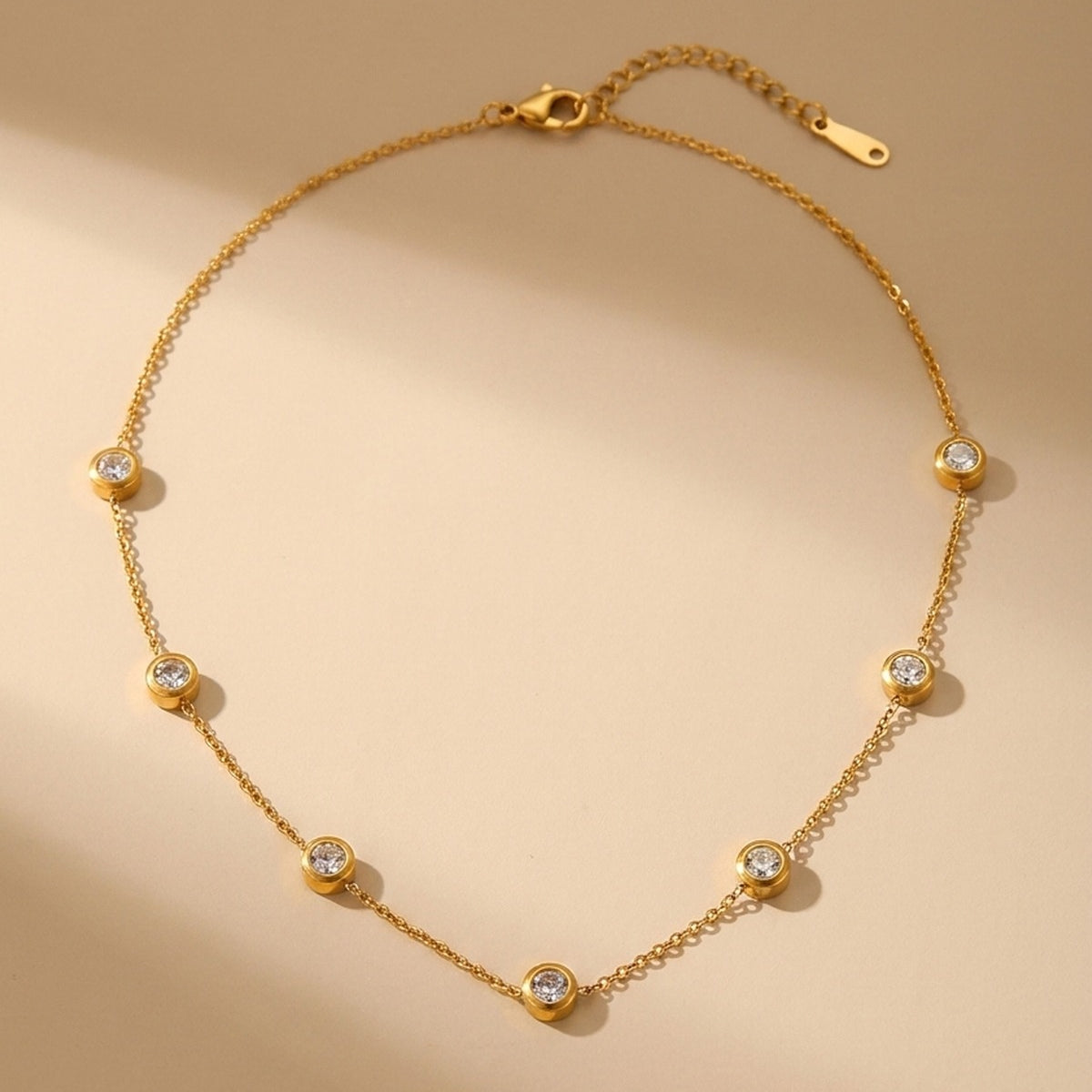 gold Izmir Zircon Charm Necklace