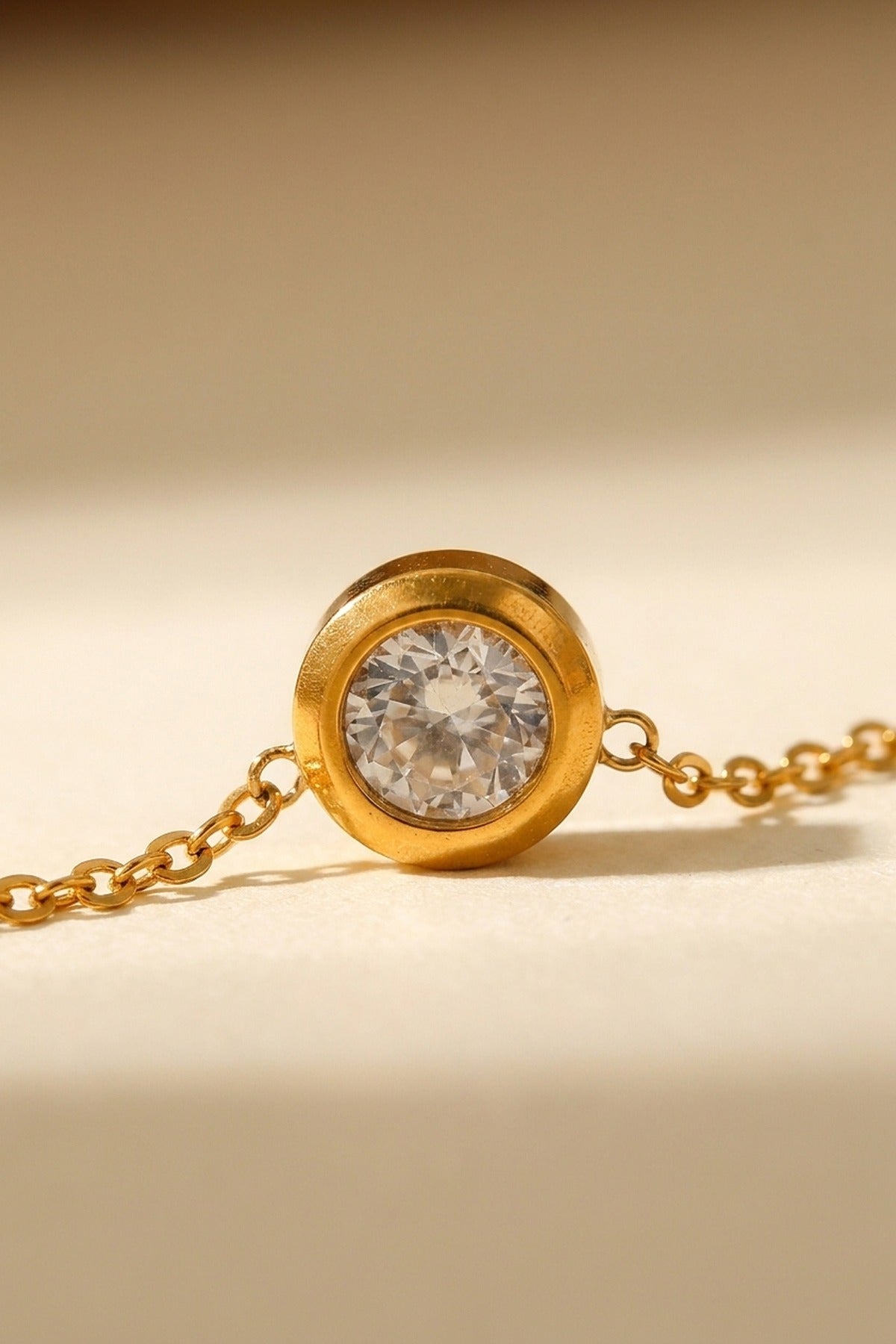 gold Izmir Zircon Charm Necklace