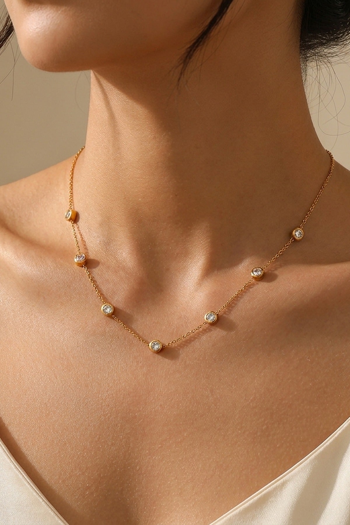gold Izmir Zircon Charm Necklace