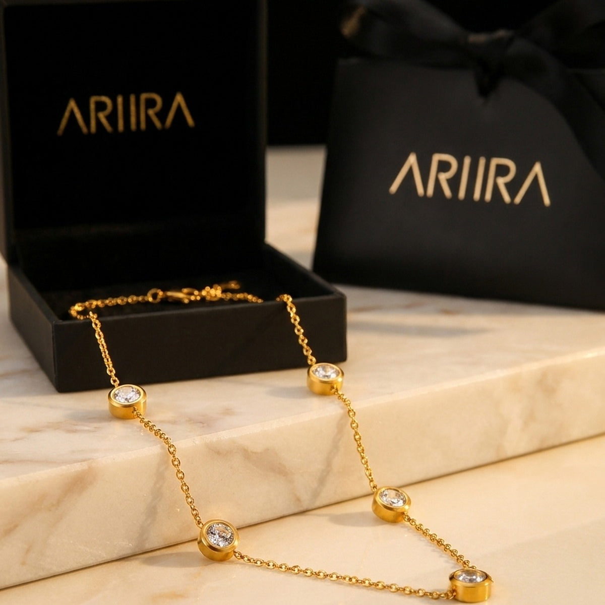 gold Izmir Zircon Charm Necklace