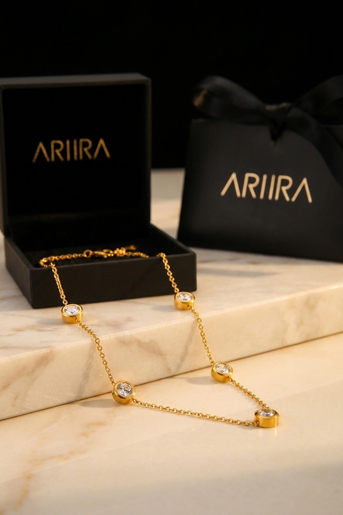 gold Izmir Zircon Charm Necklace