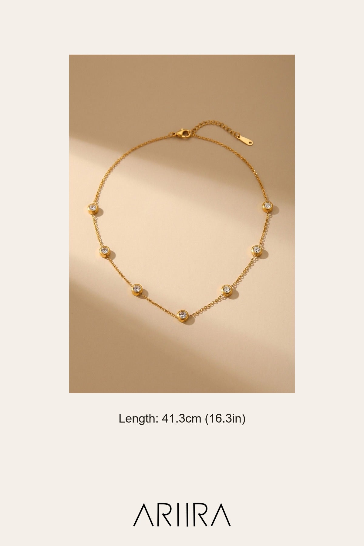 gold Izmir Zircon Charm Necklace