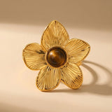 gold Parisa Floral Natural Stone Ring