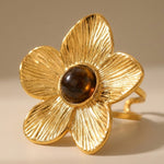 gold Parisa Floral Natural Stone Ring