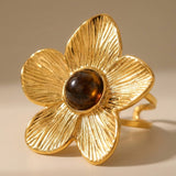 gold Parisa Floral Natural Stone Ring