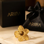 gold Parisa Floral Natural Stone Ring