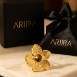 gold Parisa Floral Natural Stone Ring