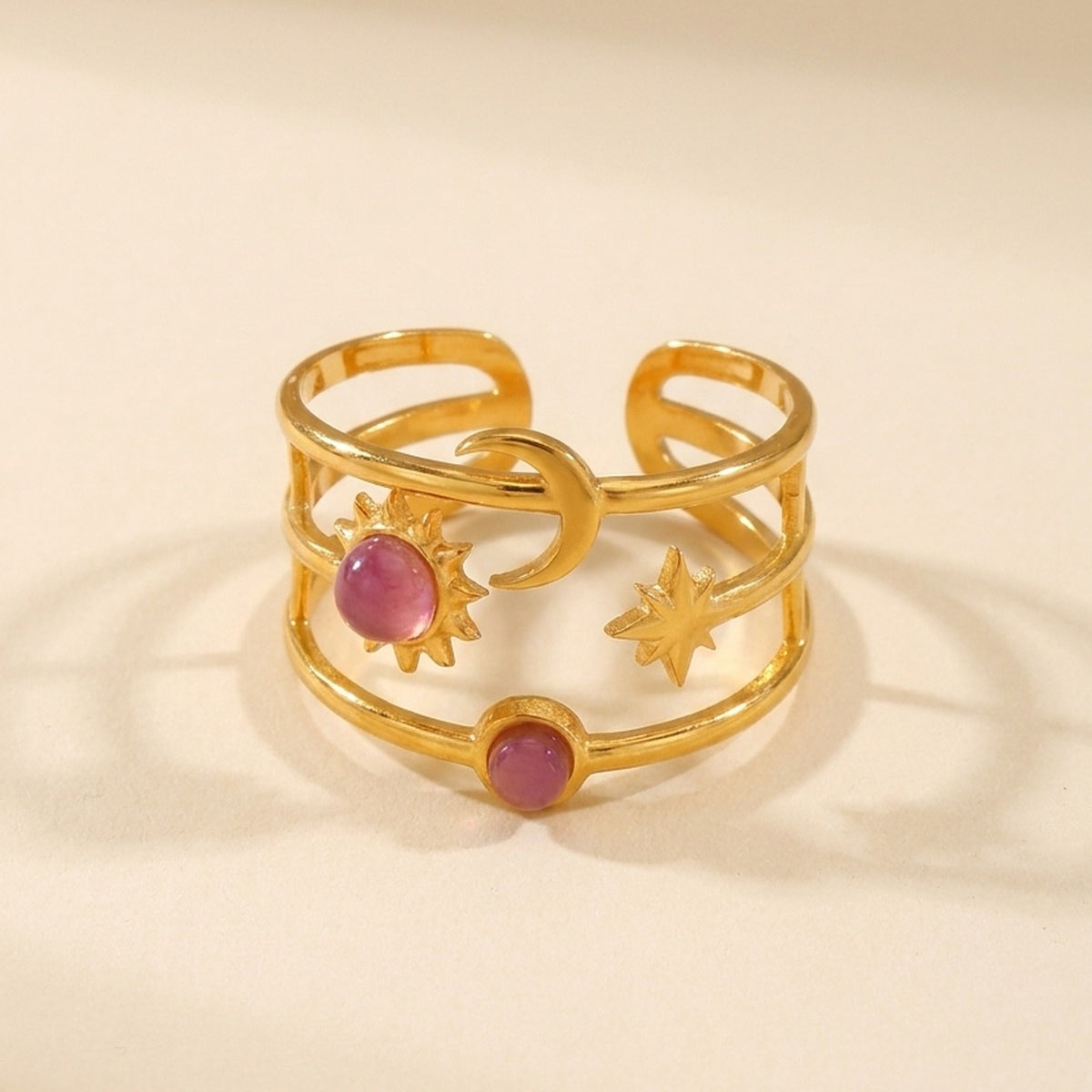 Gold Kaya Sun Moon Multi Ring
