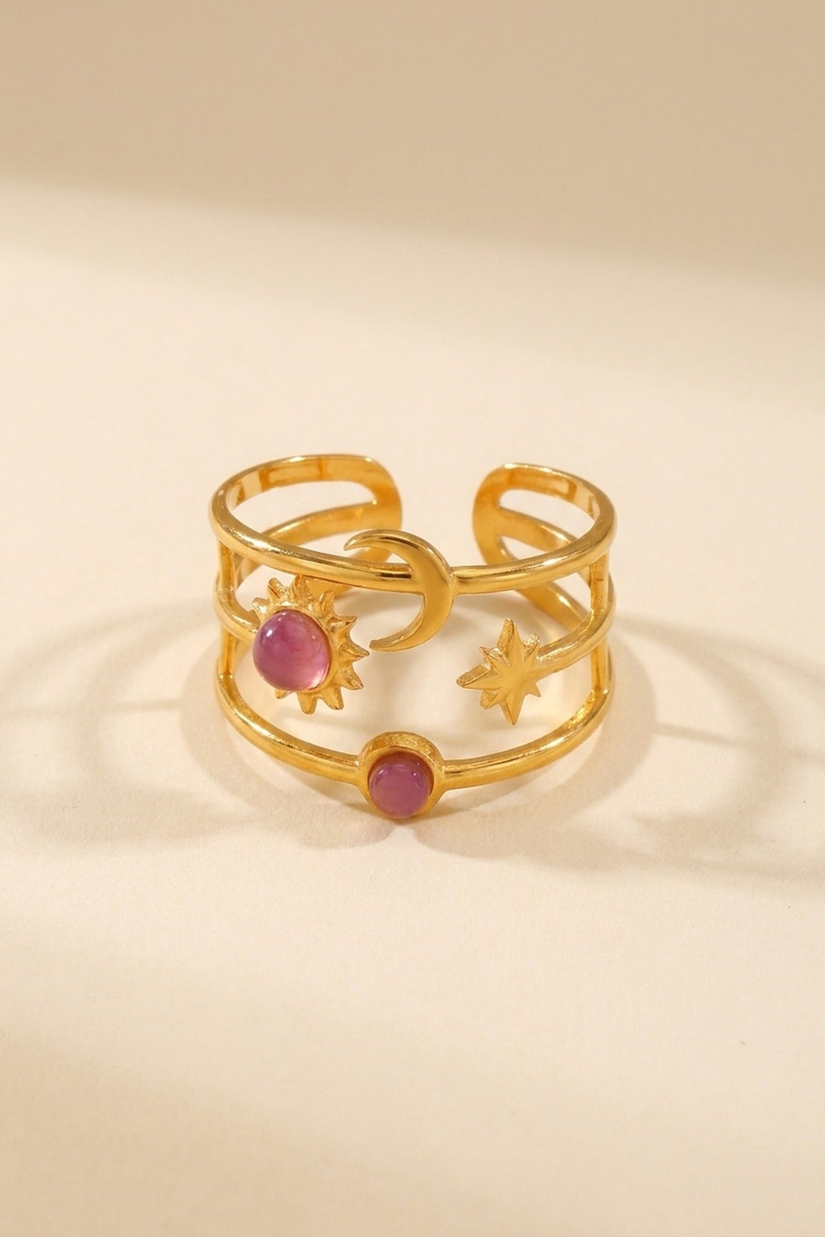 Gold Kaya Sun Moon Multi Ring
