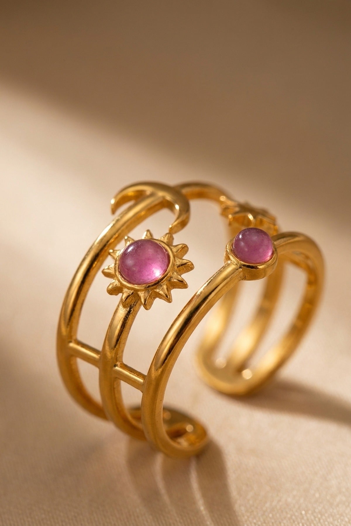 Gold Kaya Sun Moon Multi Ring