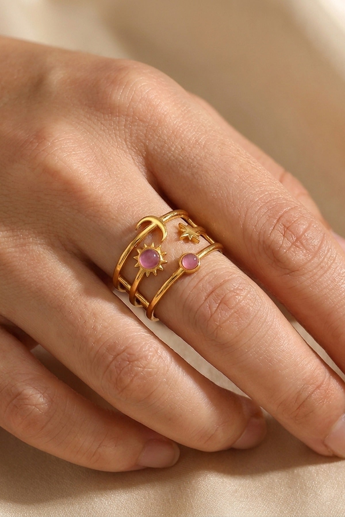 Gold Kaya Sun Moon Multi Ring