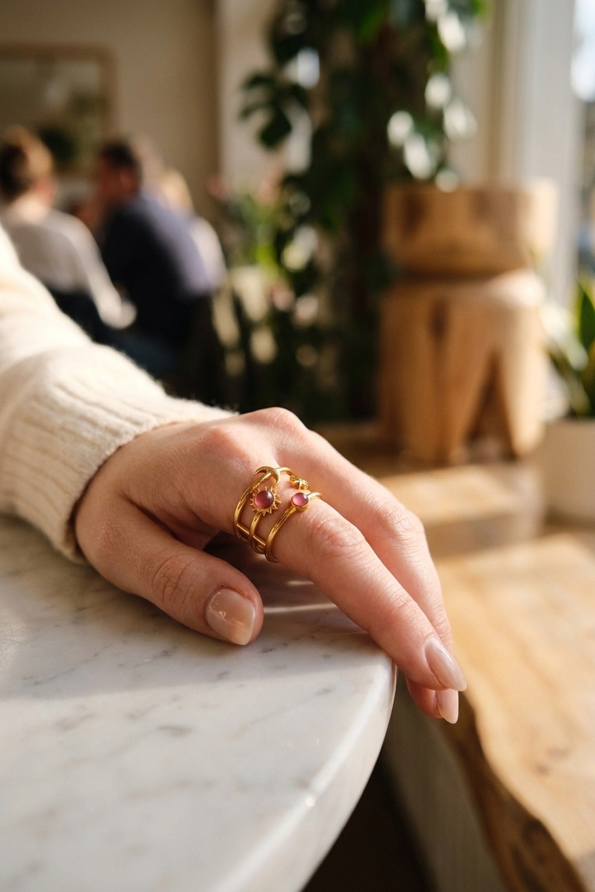 Gold Kaya Sun Moon Multi Ring