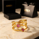 Gold Kaya Sun Moon Multi Ring