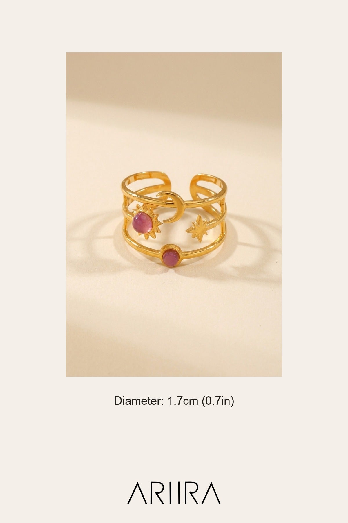Gold Kaya Sun Moon Multi Ring