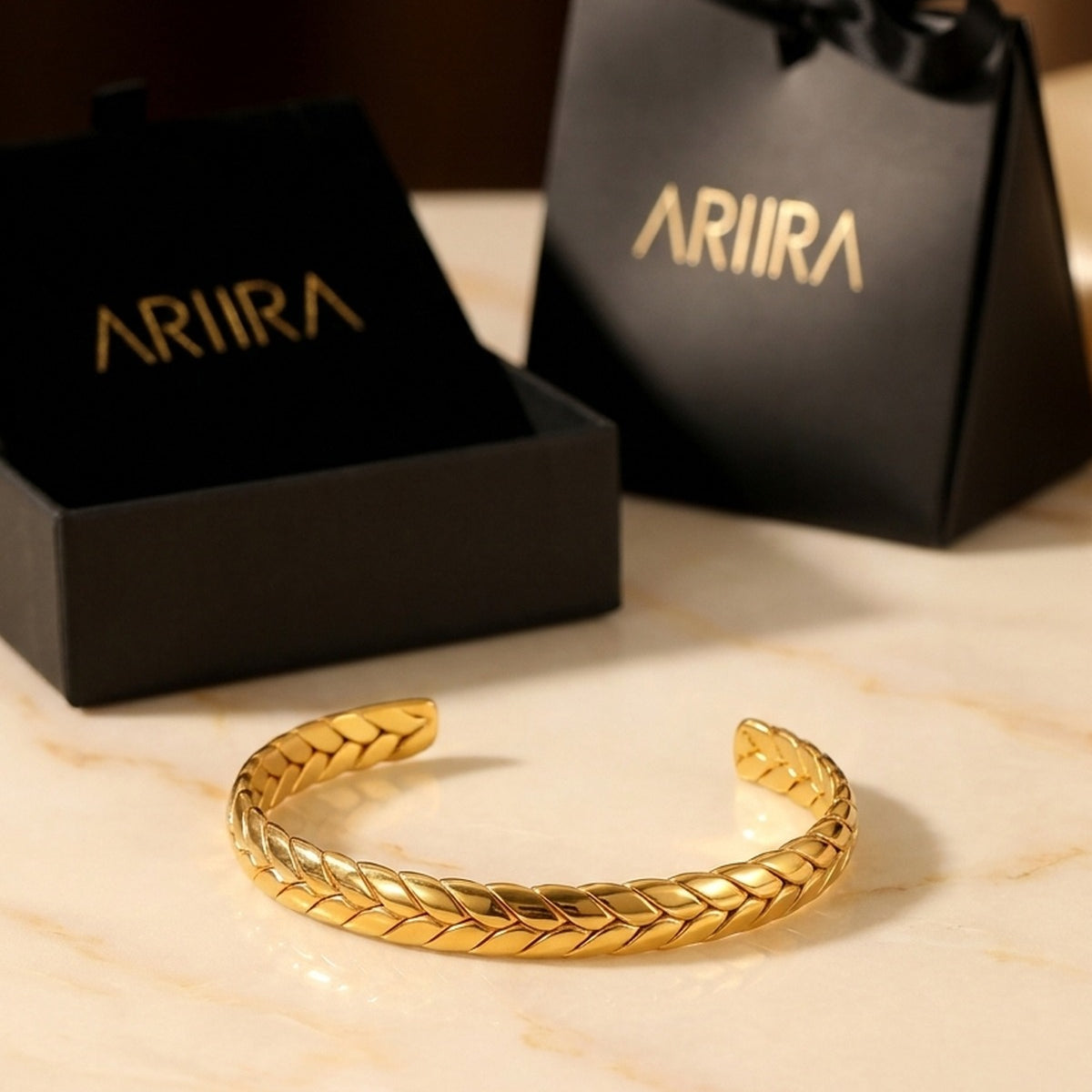 gold Romani Twist Texture Bracelet