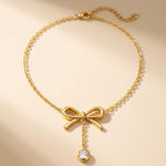 Gold Choprah Bowknot Tassel Necklace