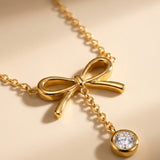 Gold Choprah Bowknot Tassel Necklace